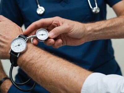 Doctor measuring patient's blood pressure