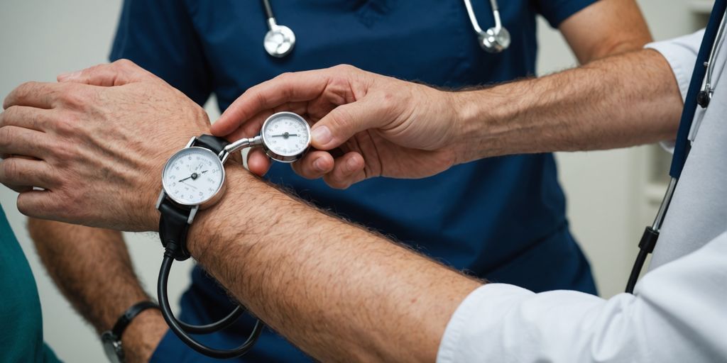 Doctor measuring patient's blood pressure