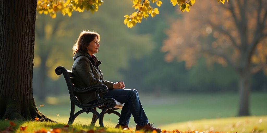 Person sitting alone on a park bench.