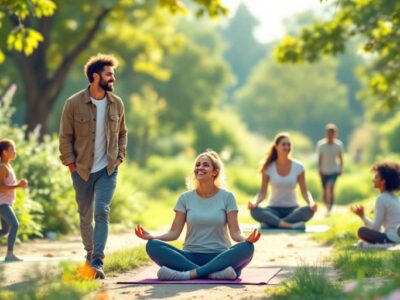 Group of people enjoying outdoor activities for wellness.