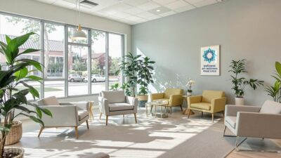 Welcoming interior of the Wellness Medical Clinic with plants.