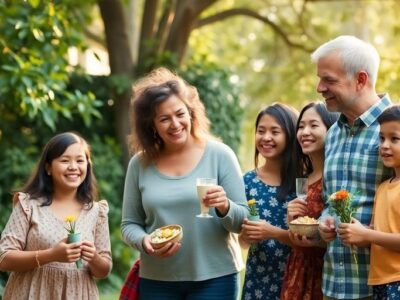 Family enjoying time together in a peaceful outdoor setting.